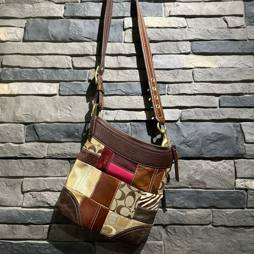 Beautiful Vintage Bohemian Coach Patchwork Crossbody. Used once -with duster
